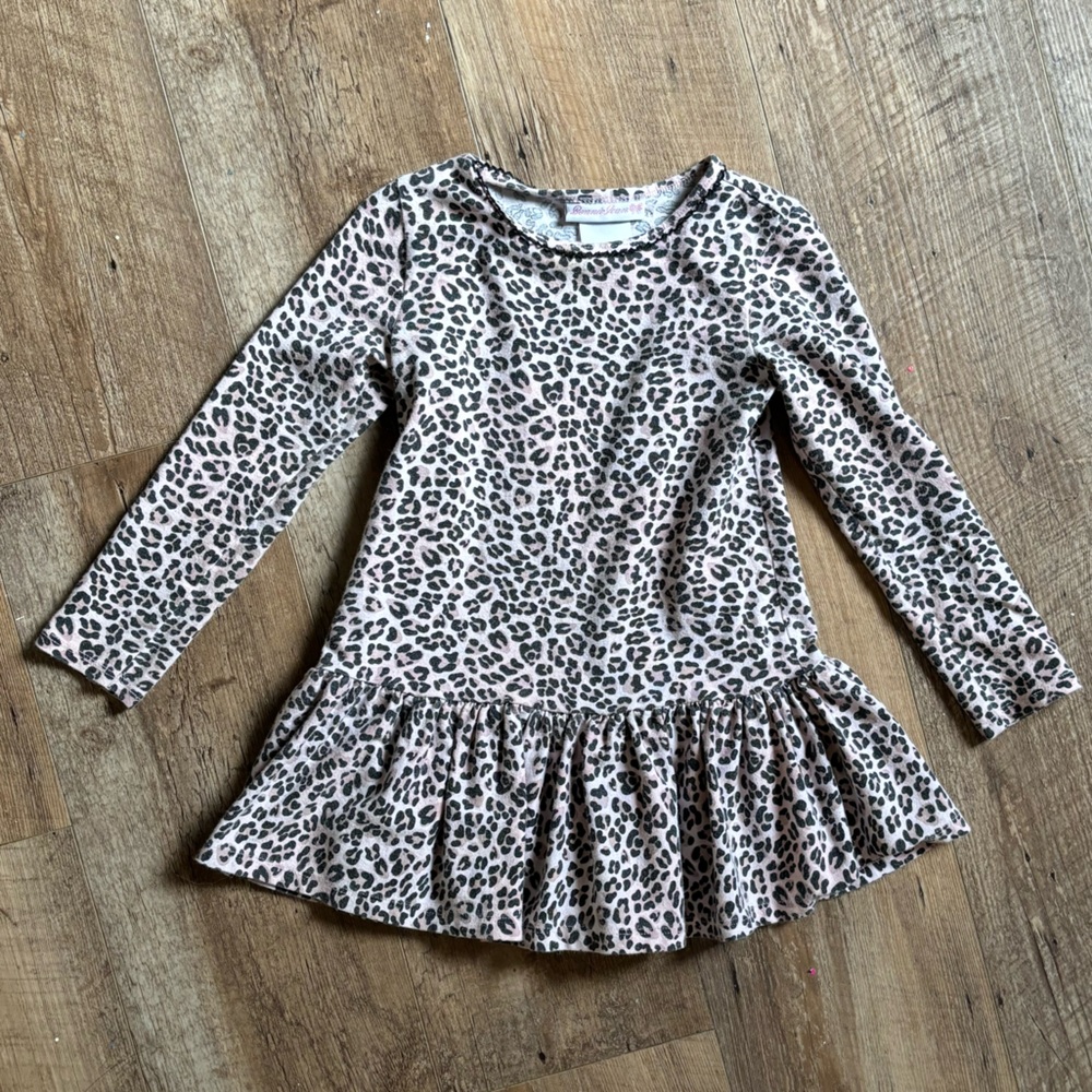 LEOPARD PRINT 5T GIRLS LONGSLEEVE TUNIC SHIRT